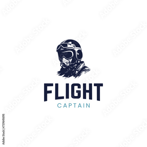 Obraz na płótnie Illustration of pilot helmet,flight captain logo,Flight academy vector round emblem w salonie