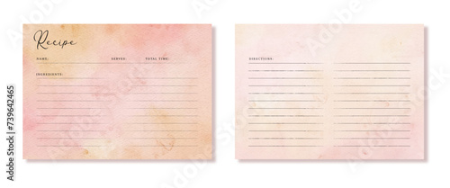 recipe card with yellow pink abstract watercolor background