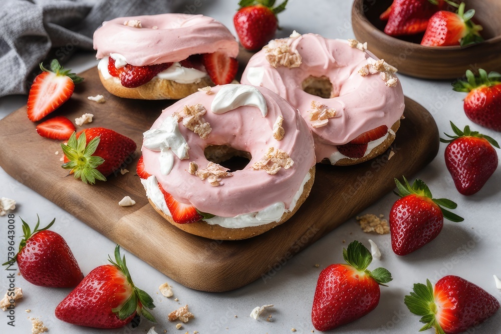 Strawberries and Cream Cheese Bagel Strawberries and Cream Cheese Bagel