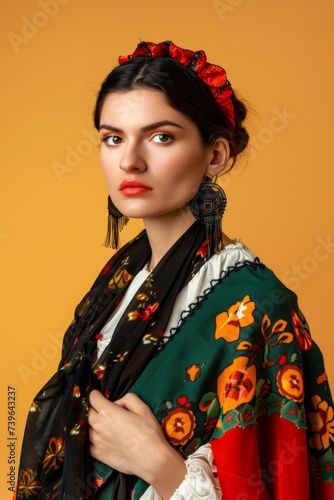 Woman Adorned With Flower in Hair. Generative AI © Lukasz Czajkowski