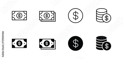 Money or financial vector icon set