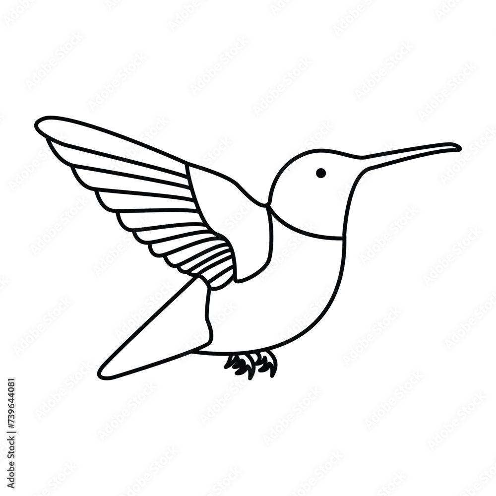 Fototapeta premium hummingbird single continuous one line out line vector art drawing and tattoo design