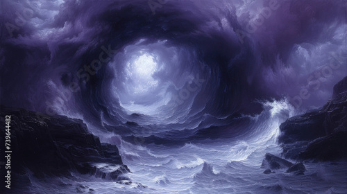 Astral Expression in Plum: Oil Paint Tornado Artwork