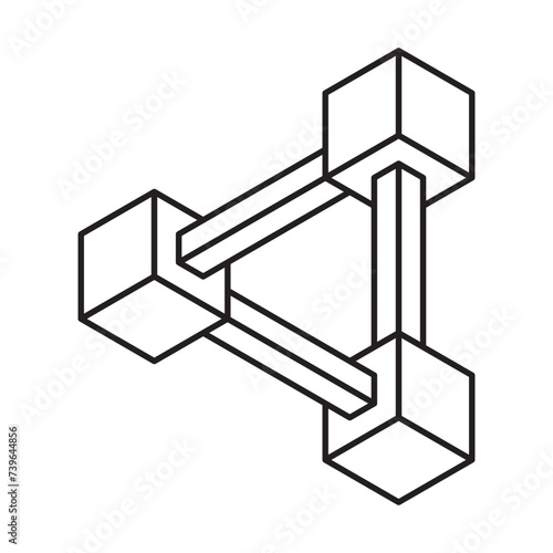 Impossible shape icon isolated on white background. Line art. Vector illustration.