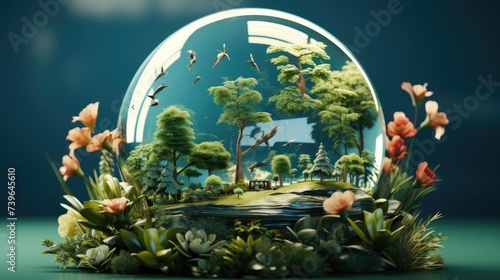 eco planet earth background with green plant ornaments