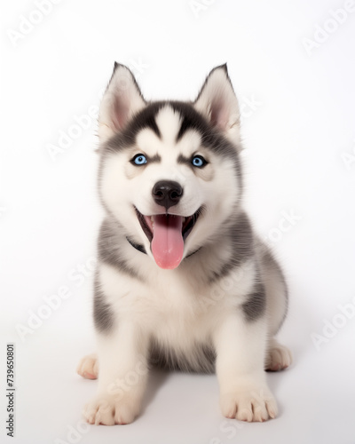 siberian husky puppy playful happy portraits isolate photo