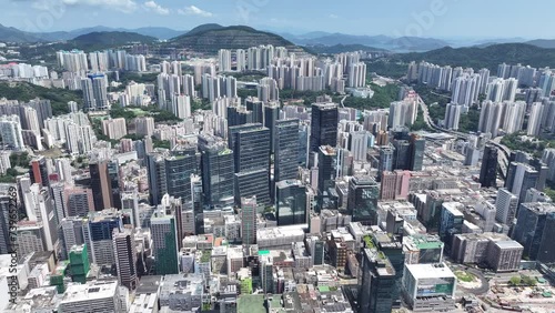 Hong Kong, Kowloon Bay, Ngau Tau Kok, Kwun Tong, Lam Tin, Cha Kwo Ling, Yau Tong Business District, adjacent to Victoria Harbor, enjoying the view of Victoria Harbor. Hong Kong's industrial center photo