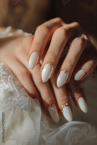 White wedding nails art