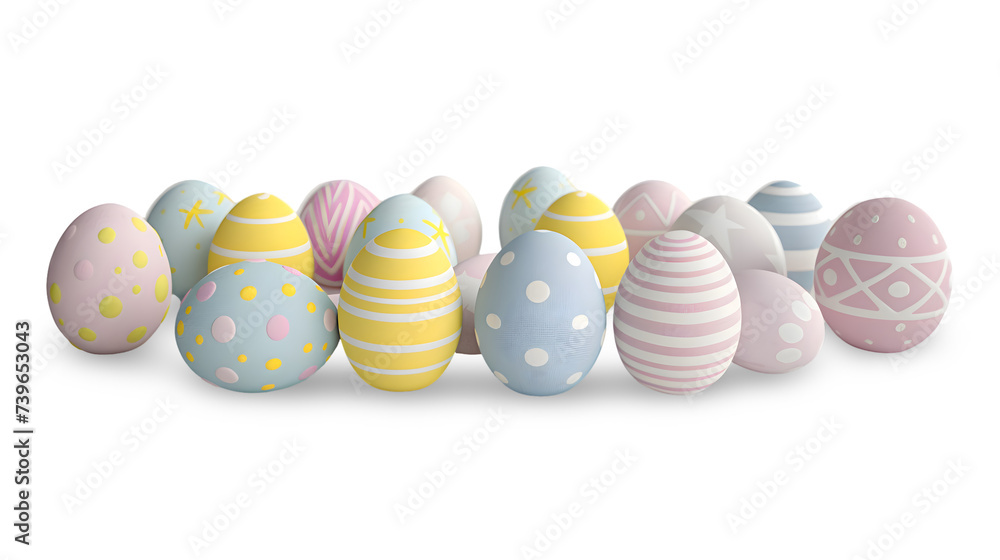 A collection of assorted Easter eggs in various sizes and hues, arranged neatly, transparent background A collection of assorted Easter eggs in various sizes and hues, arranged neatly, transparent background