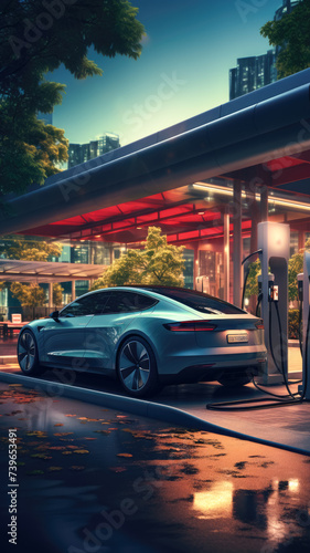 electric vehicles at charging stations photorealistic raw © Дмитрий Симаков
