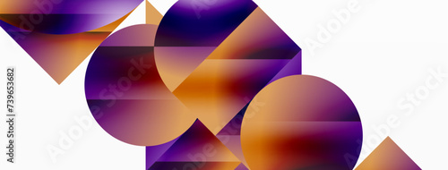 Serene gradient template. Circles and triangles mingle in minimalist perfection. Gentle fusion of forms and hues creates balanced yet captivating backdrop, embodying modern sophistication