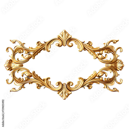 Gilded Metal Elegance Golden Banner Isolated on white Background