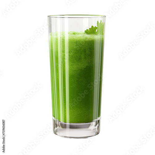 Glass of green juice isolated on transparent background