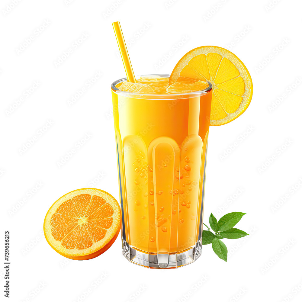 Fototapeta premium Glass of orange juice isolated on white background