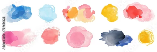 Panel kuchenny z motywem Colorful abstract watercolor paint dabs in various shapes and sizes on a white background