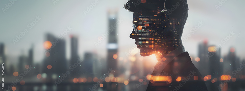 Business man invest on ai technology thinking of the future of artificial intelligence Business man invest on ai technology thinking of the future of artificial intelligence