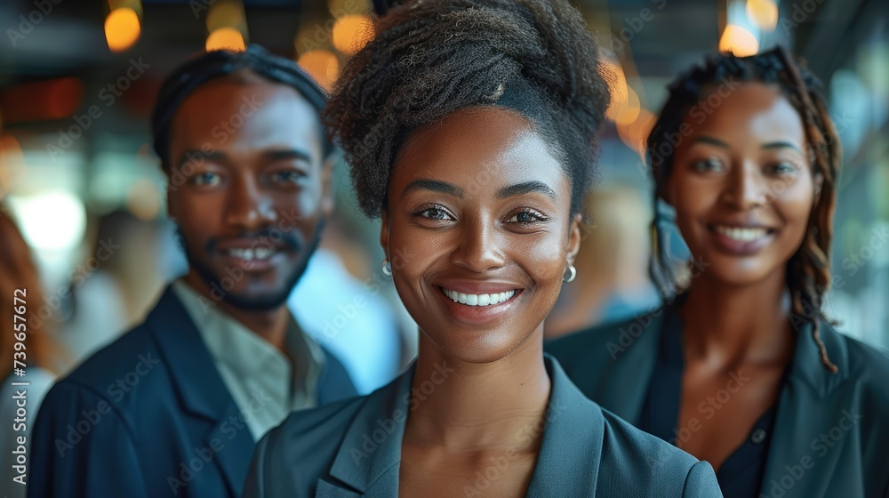 Fototapeta premium Smiling diverse corporate workers. Generative AI.