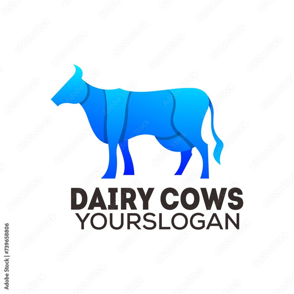 cows abstract colorful logo design vector
