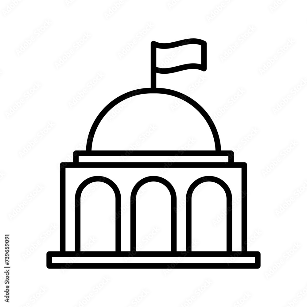 City hall building line icon color editable City hall building line icon color editable