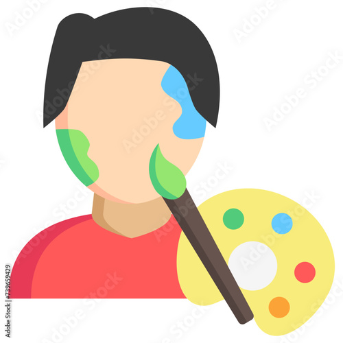Face Painting multi color icon, related to carnival, festival theme, best for UI, UX kit, web and app development.	
