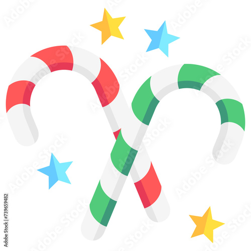 Candy Cane multi color icon, related to carnival, festival theme, best for UI, UX kit, web and app development.	