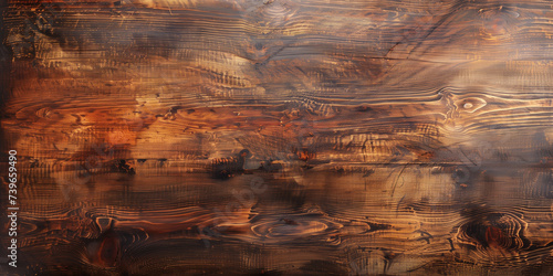 Close-up of a burnt wooden surface displaying rich textures and dark to light brown gradients with visible grain patterns.