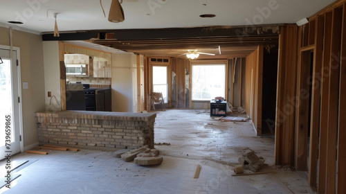 Knocking down a nonload bearing wall has od up the main living area creating a more modern and spacious feel. photo