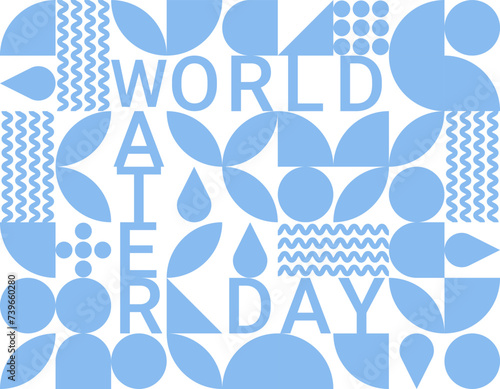 World water day. Ecology concept. Trendy retro geometric style. Horizontal vector illustration