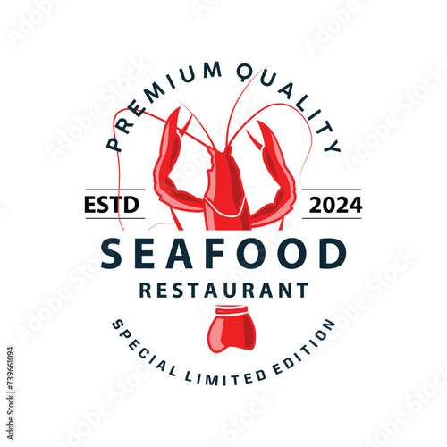 Sea animal lobster logo design vector minimalist vintage retro simple template brand of marine aquaculture and food product