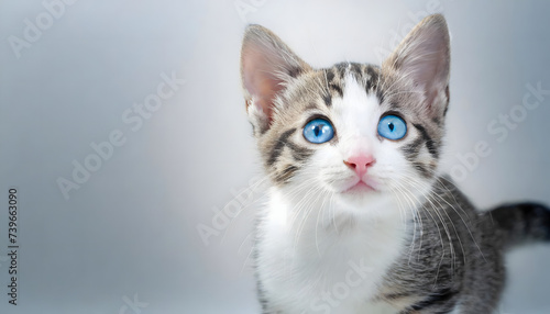 Cute baby tabby kitten on a white background © HM Design