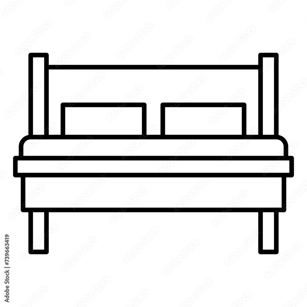 Illustration of Bed design Line Icon Illustration of Bed design Line Icon