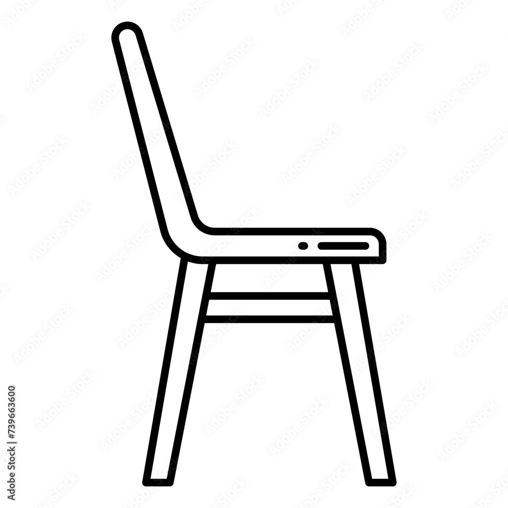 Illustration of Wooden Chair design Line Icon Illustration of Wooden Chair design Line Icon
