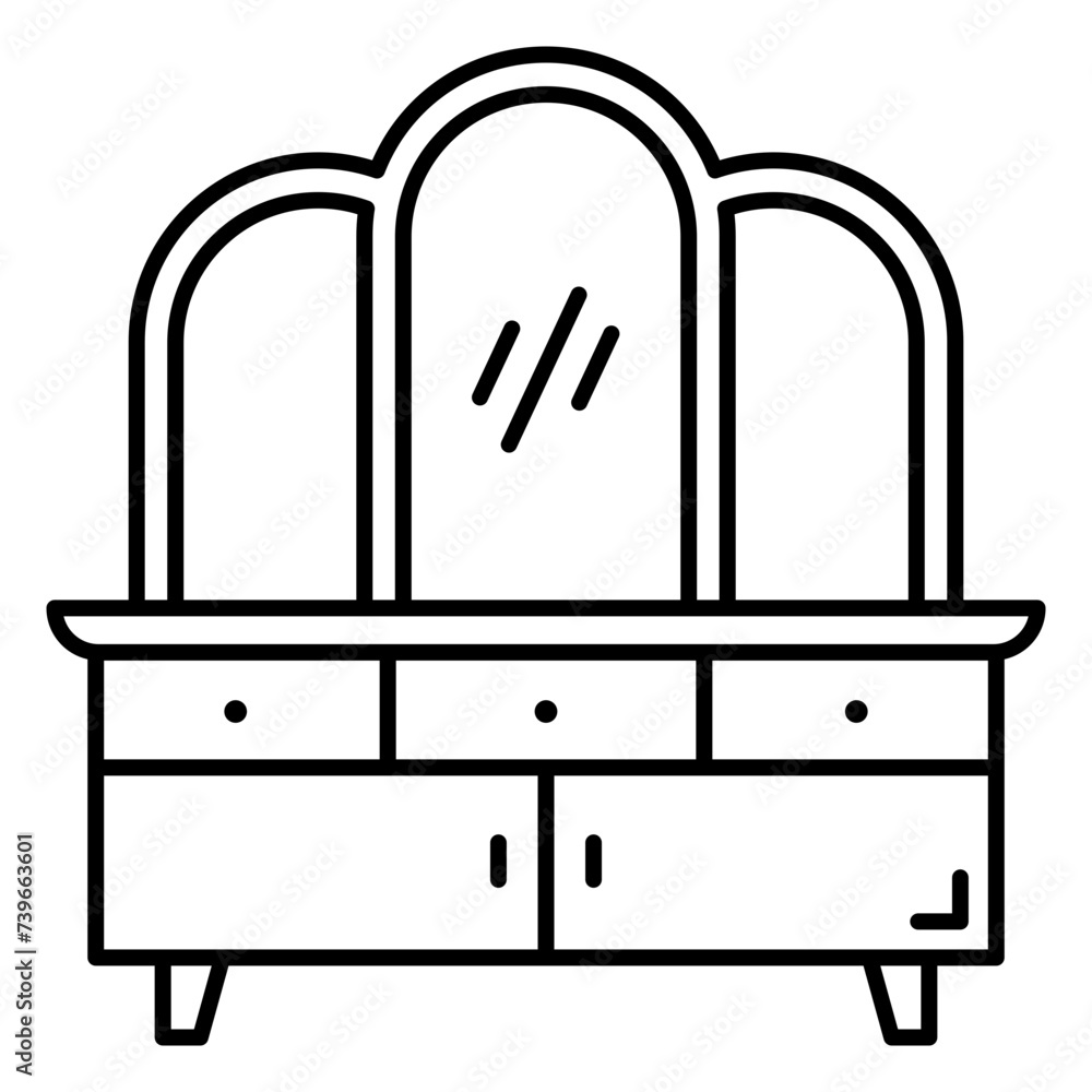 Illustration of Dressing Table design Line Icon Illustration of Dressing Table design Line Icon
