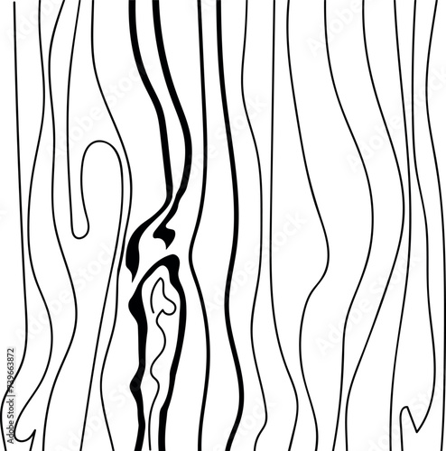 Wooden surface with veins and thicker curvy lines.