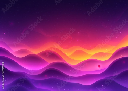 Abstract Wavy Purple Background, Digital Waves Design