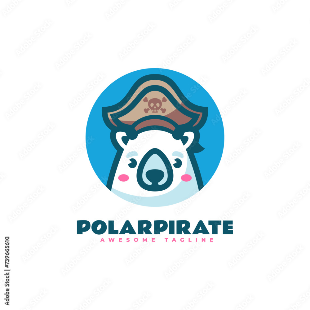 Vector Logo Illustration Polar Pirate Mascot Cartoon Style. Vector Logo Illustration Polar Pirate Mascot Cartoon Style.