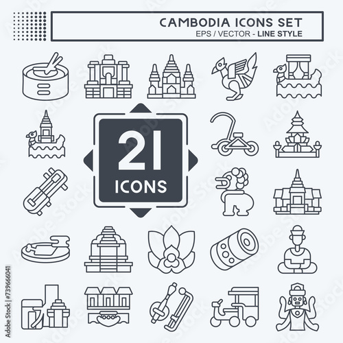 Icon Set Cambodia. related to Holiday symbol. line style. simple design editable. simple illustration