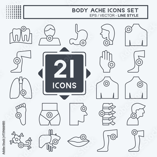 Icon Set Body Ache. related to Healthy symbol. line style. simple design editable. simple illustration