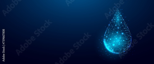 Water drop. Low poly style design. Wireframe light connection structure, 3d graphic concept. Abstract background. Vector illustration