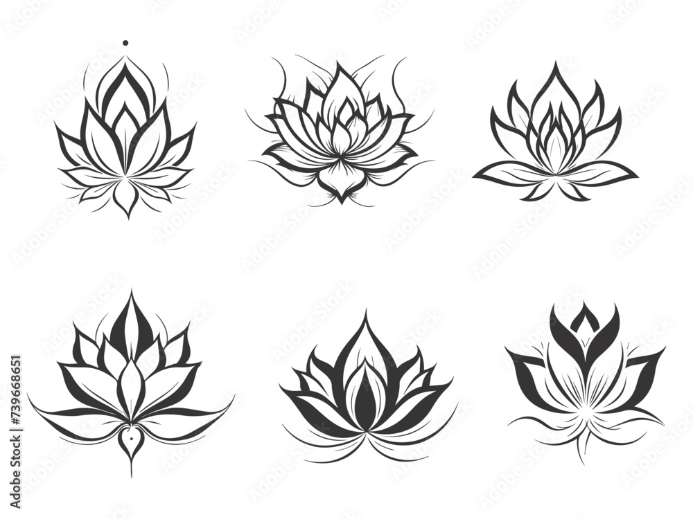 Stylized  lotus flowers. Vector illustration.