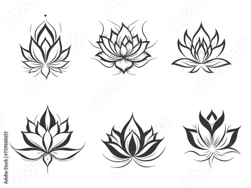 Stylized lotus flowers. Vector illustration.