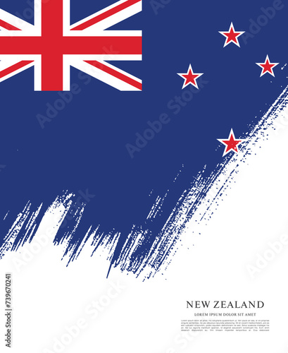 Flag of New Zealand, brush stroke background