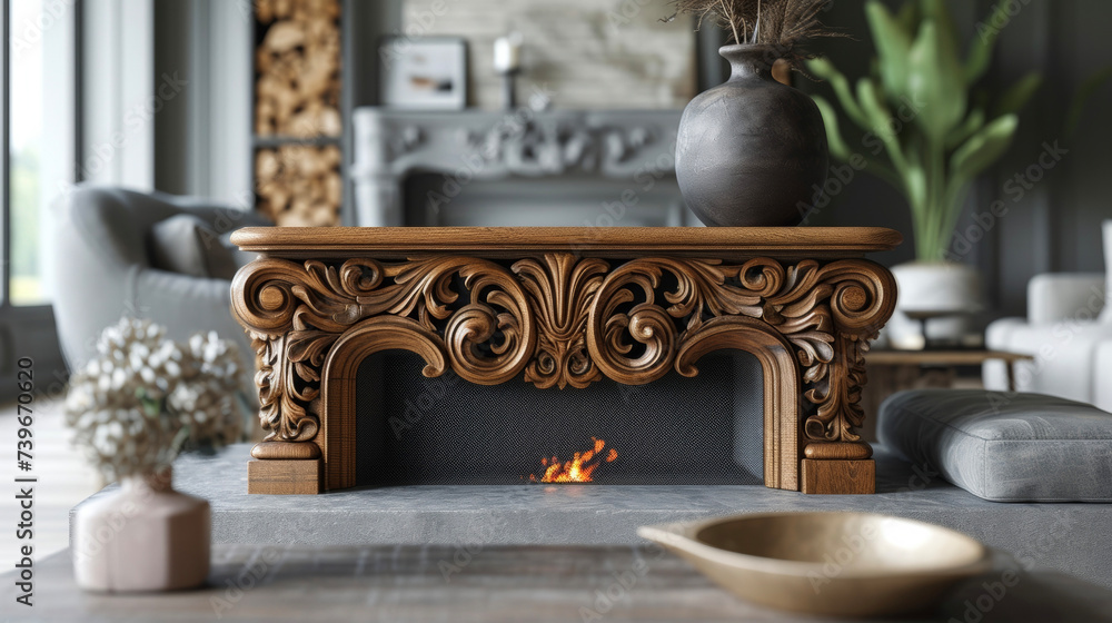 A photo of a wallmounted air vent cleverly disguised as a decorative piece with intricately carved details adding both function and style to the room. A photo of a wallmounted air vent cleverly disguised as a decorative piece with intricately carved details adding both function and style to the room.
