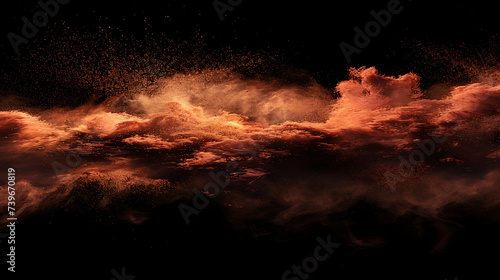 a red explosion of powder on a black background in th photo