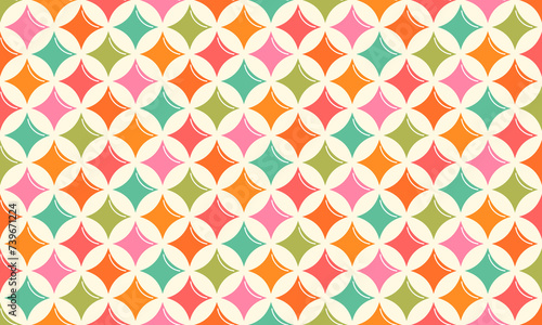 Tableau sur toile Colourful seamless pattern of convex diamond retro shape.