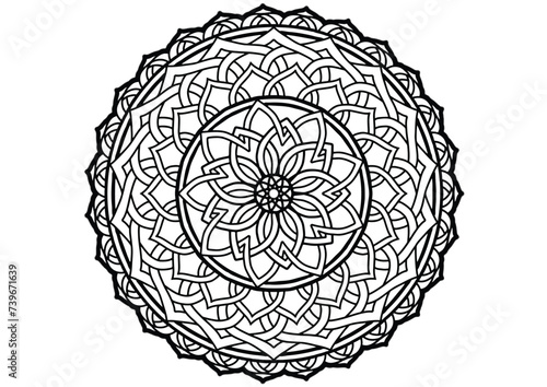 Flower mandala decorative element vintage oriental pattern Vector illustration Islam, Arabian, Indian, Moroccan, Spanish, Turkish, Pakistani, Chinese, mystical, Ottoman patterns, coloring book page.