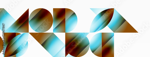 Serene gradient template. Circles and triangles mingle in minimalist perfection. Gentle fusion of forms and hues creates balanced yet captivating backdrop, embodying modern sophistication