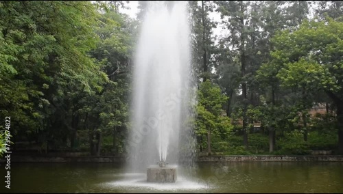 Fountain in the complex of Bharat Mandapam formally known as Pragati Maidan in Delhi India, working fountain in the Bharat Mandapam complex, water in the fountain, fountain in the Bharat Mandapam Park photo