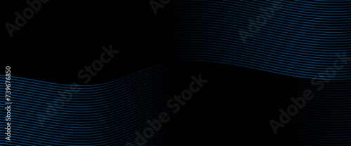 Vector abstract background with waves for background with lines, element for design isolated on black, black and blue.