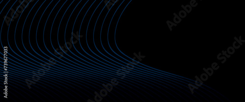Vector abstract background with waves for background with lines, element for design isolated on black, black and blue.
